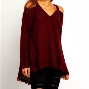 Cold Shoulder Knit Sweater